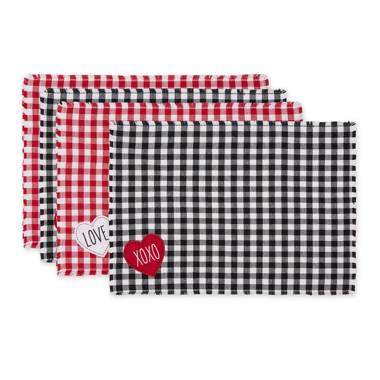 DII® Love and Xoxo Checkers Embellished Placemats (Set of 4)